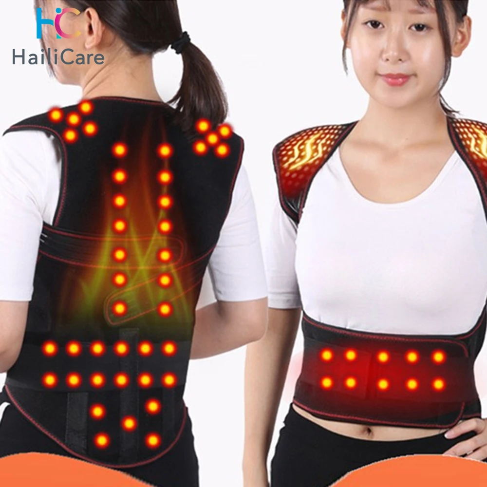 Back Support Heating Therapy Belt Waist Brace Posture Corrector Spine Back