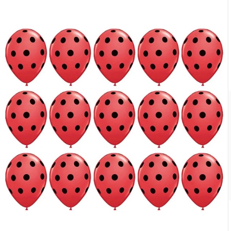 12 шт./партия, божья коровка, черные, красные, белые латексные шары в горошек, волнистые шарики на день рождения, декор для свадебной вечеринки, детские игрушки - Цвет: red