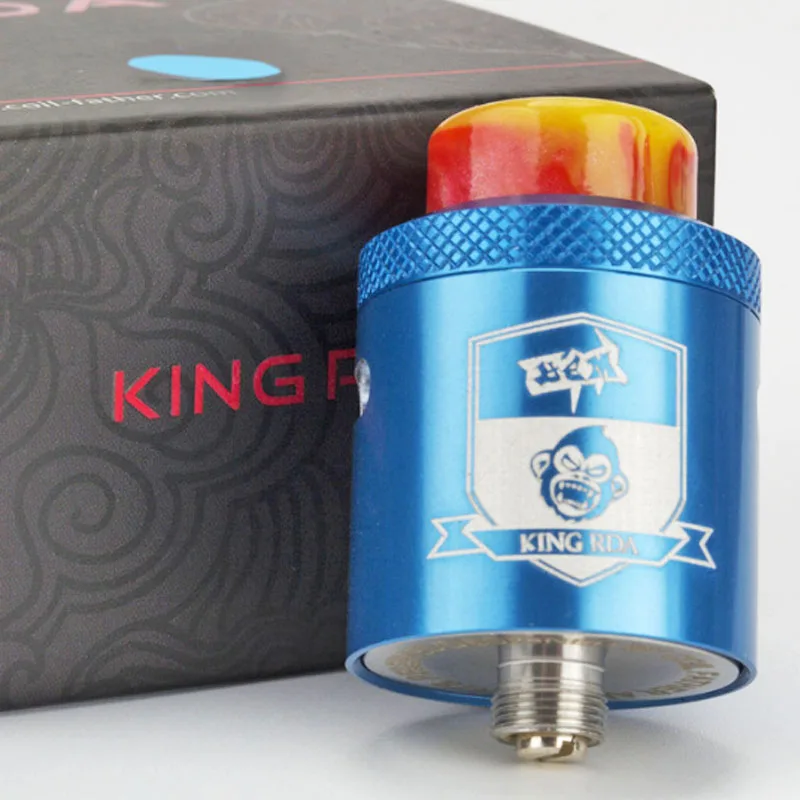 King RDA атомайзер 24 мм Диаметр 810 резьба регулируемый поток воздуха с BF Squonk контактный бак для электронной сигареты кальян коробка мод - Color: Blue