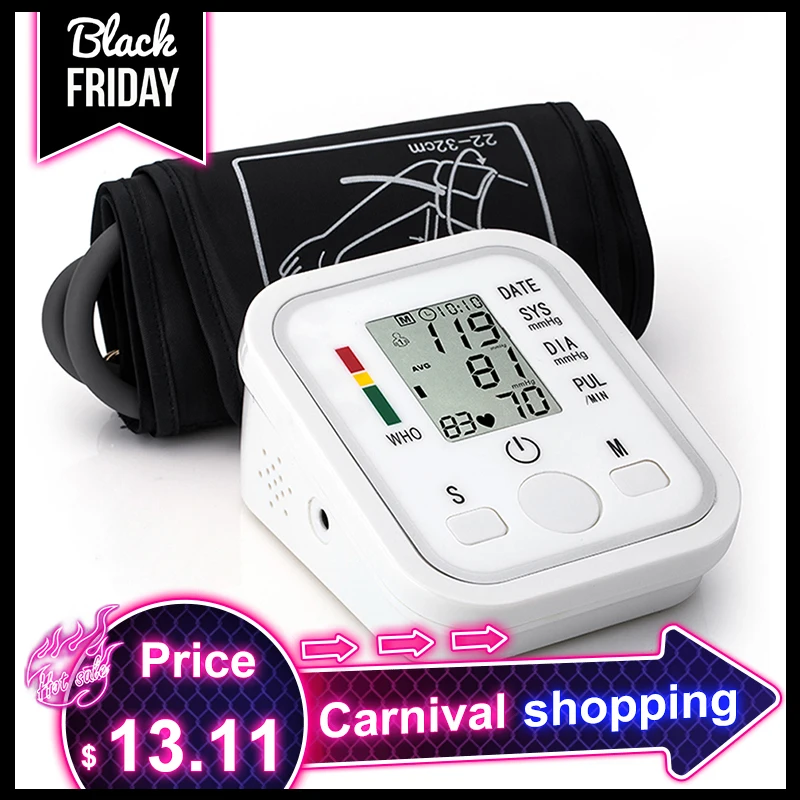 

Portable Tonometer Blood Pressure Monitor Household Sphygmomanometer Arm Band Type Digital Electronic Mini Blood Pressure Meter