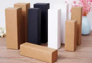 

50pcs-10ml/20ml/30ml/50ml/100ml White Black Kraft Paper Box for Dropper Bottle Essential Oil Sprays sample valve tubes package