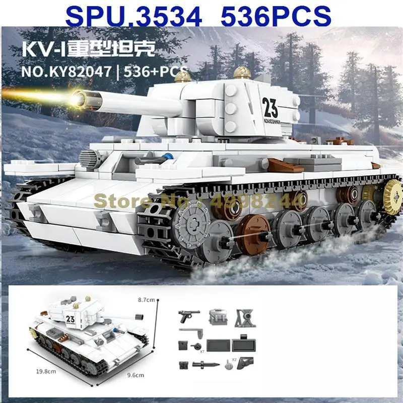 82047 536pcs Military Ww2 World War Ii Kv-1 Heavy Tank With Light Building Blocks Toy | Игрушки и хобби