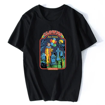 Camiseta de verano con estampado de payaso y Demons para Hombre, ropa de calle estética Harajuku, Camisetas de Horror de algodón