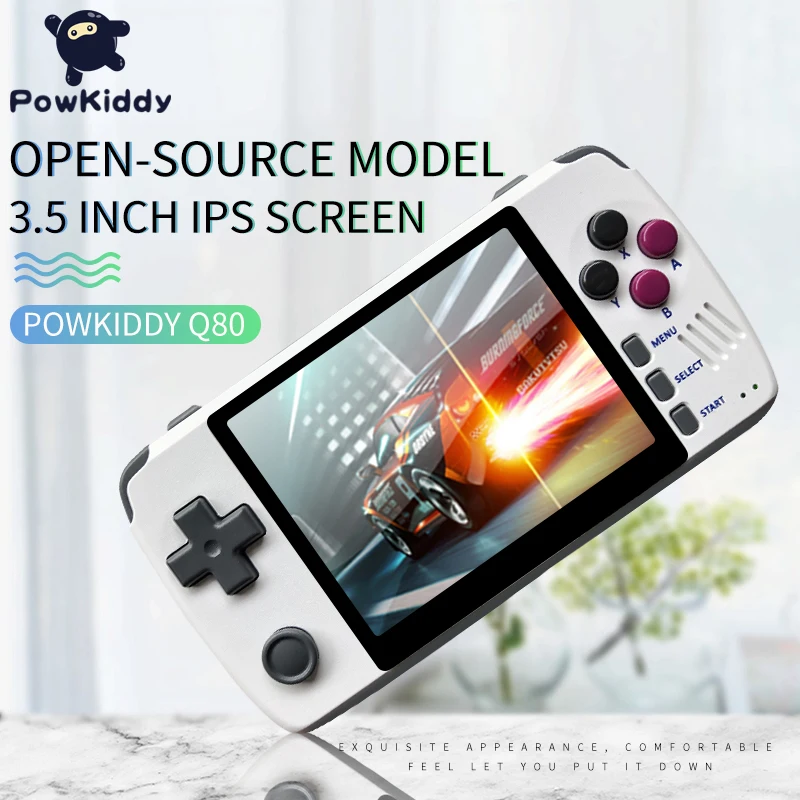 

Powkiddy q80 Retro video Game Console Handset 3.5 "IPS Screen Built-in 1000+Games Open System PS1 Simulator 16G Memory NEW games