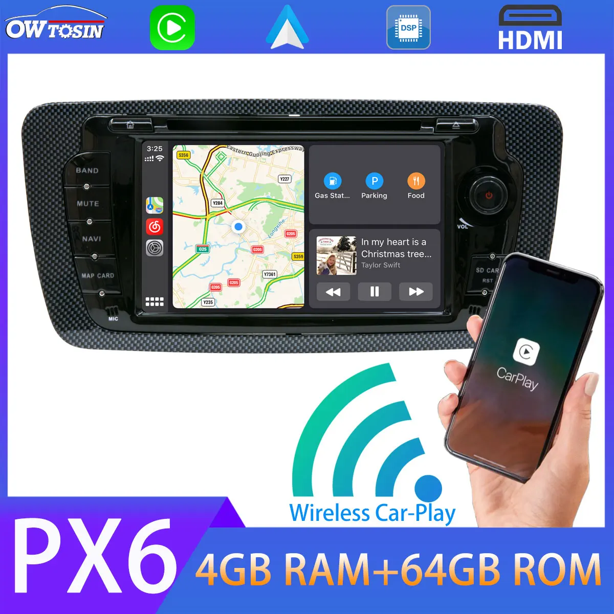 PX6 Android 10 0 4G + 64G Автомобильный DVD мультимедийный плеер для SEAT IBIZA 2009-2013 GPS Navi Радио