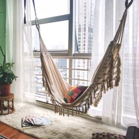 Outdoor Garden Hammock Tassel Canvas Swing Chair Hanging Bed Hiking Camping Hunting Foldable Hammock Photo Props 2