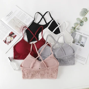 

Cross Belt Wrapped Chest Without Steel Ring Bottoming Strap Underwear Lace Hem Camisole Tube Top