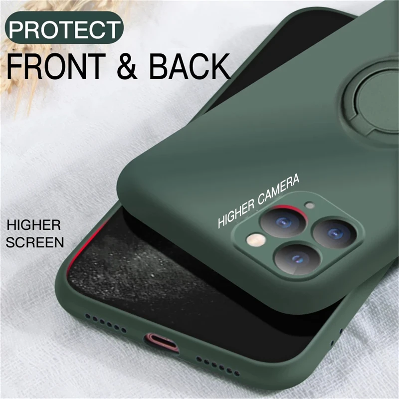 Luxury Magnetic Ring Holder Silicone Frame Phone Cover with Strap