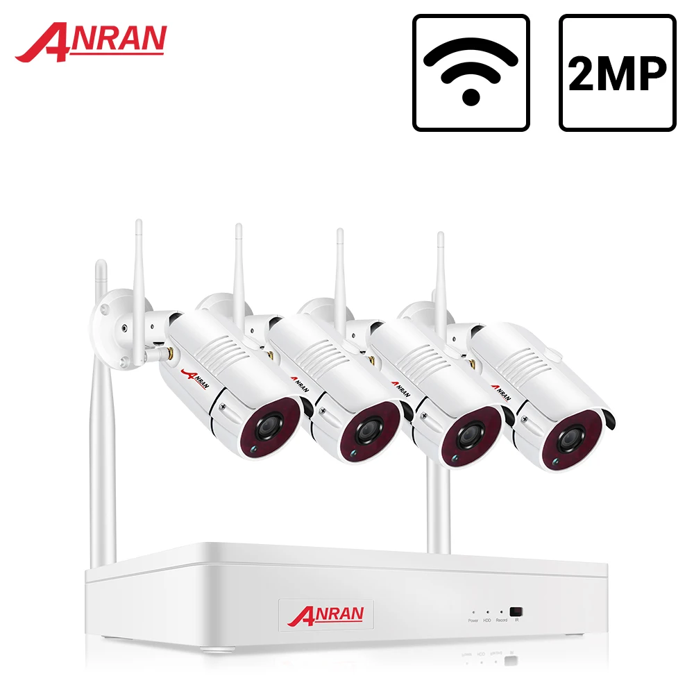 ANRAN-Sistema inalámbrico CCTV de 2MP, Kit NVR para exteriores, P2P, Wifi, IP, juego de cámara de seguridad, Kit de videovigilancia, visión nocturna