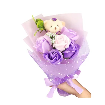 

5pcs Soap flowers Hand-made rose Santa bear Korean package bouquet of flowers Christmas and valentine's day gifts