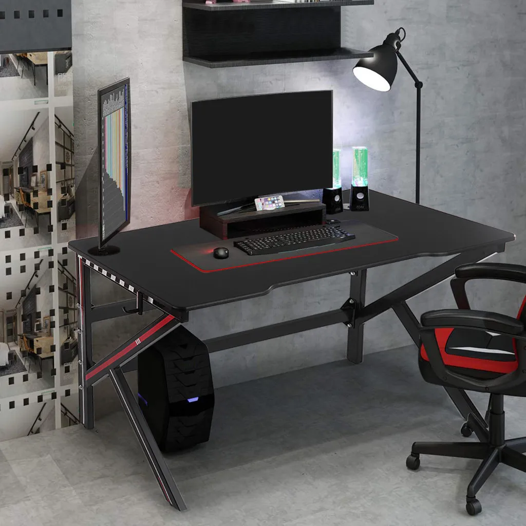 Black Gamer Workstation Gaming Desk 47.2 inches Home Office Computer Table 