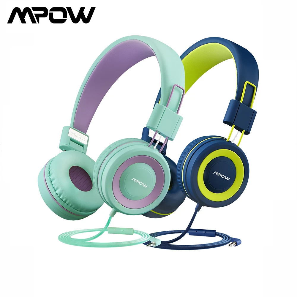 2 Pack Mpow CH8 Kids Headphones Foldable Audio Earphones with 91dB Volume Limiter 3 5mm Audio Jack Children Kid Gifts Headphones