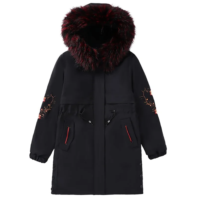 

Middle-Aged Elderly Women's Windbreaker Winter New Mid-Length Lamb Velvet Jacket Female Mother Windbreaker Loose Cotton Outwear