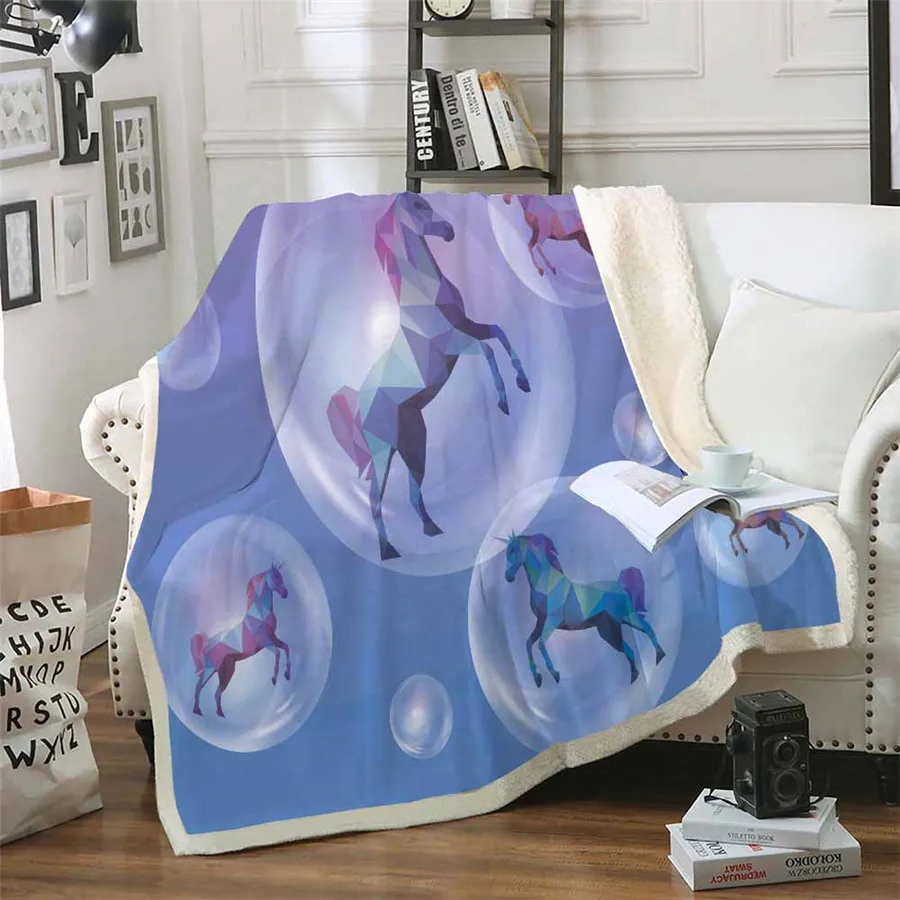 HELENGILI мультфильм Единорог одеяло на искусственном меху девчачье цветочное покрывало бархатное плюшевое мягкое удобное домашнее Кемпинг покрывало для полета на самолете