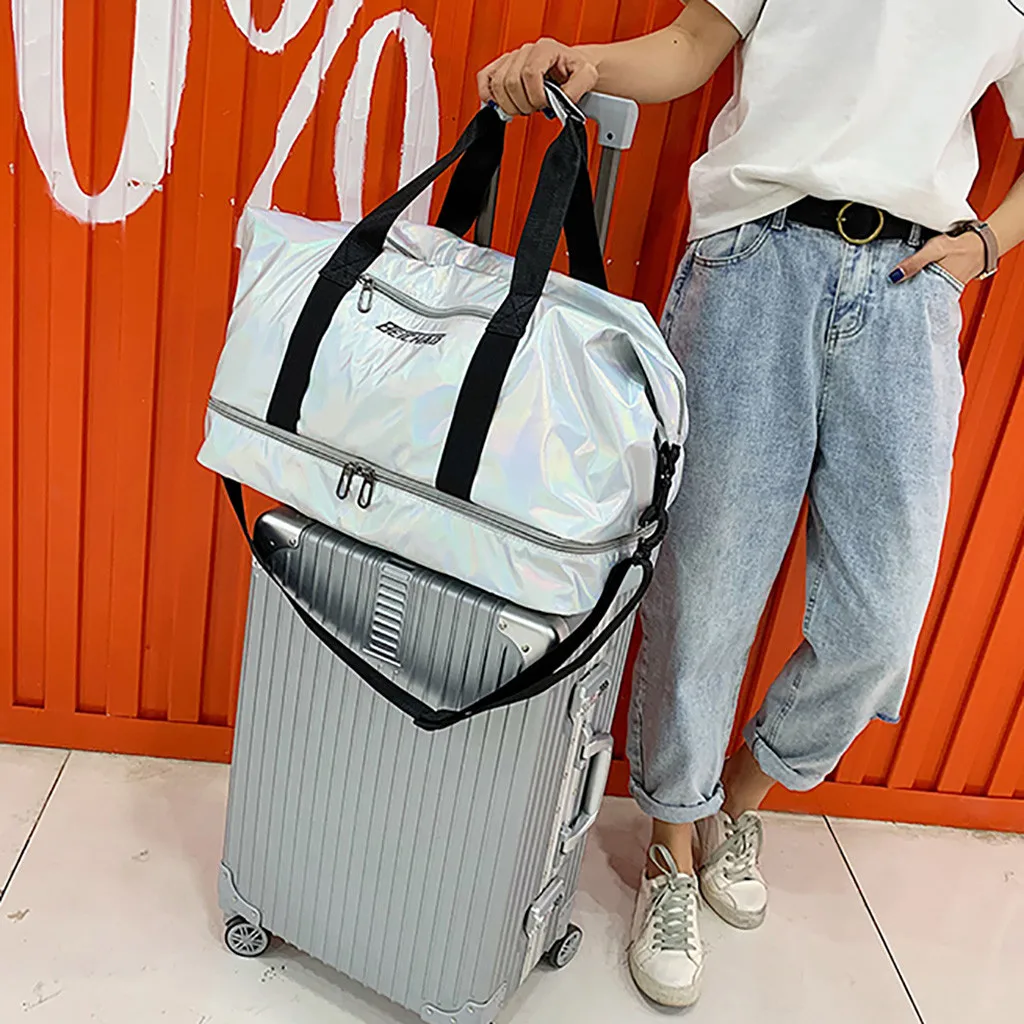Нейлоновая Женская Мужская спортивная сумка для путешествий большие водонепроницаемые нейлоновые сумки сухие и влажные разделительные спортивные дорожные сумки