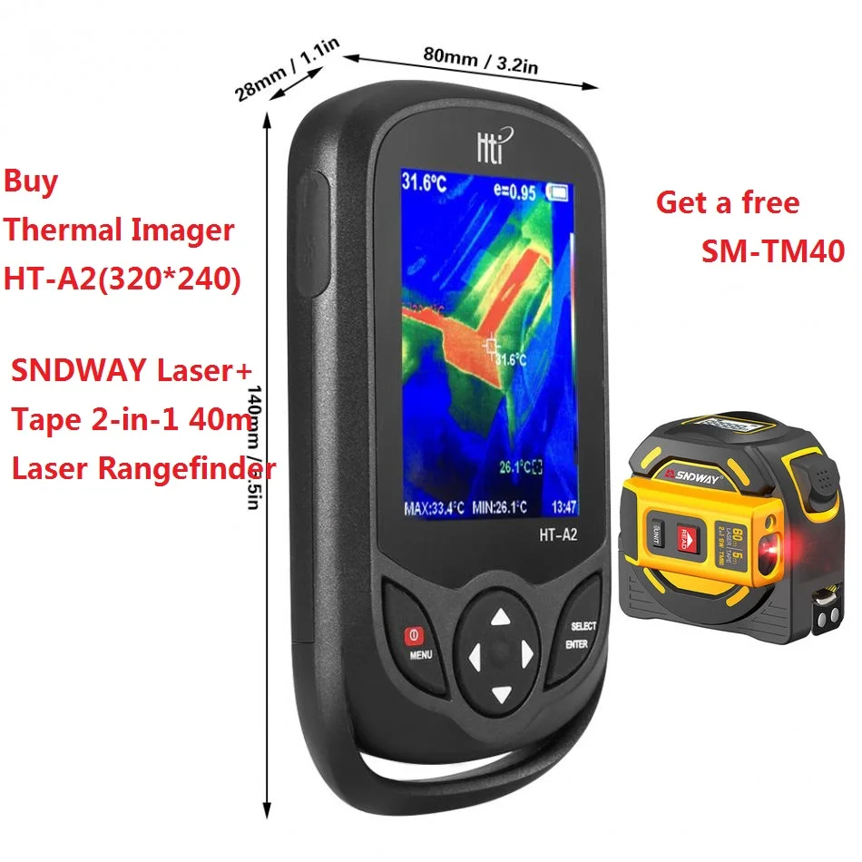 HT-A2 TFT экран теплового инфракрасного Imager камера детектор измеритель температуры измерительные инструменты 100-240 в 640*480 HT-A1 - Цвет: HT-A2 Free SW-TM40