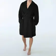 Большие размеры мужской повседневный чистый цвет хлопок длинный халат Домашняя одежда ночная рубашка Осенние мужские свободные пижамы халат для сна