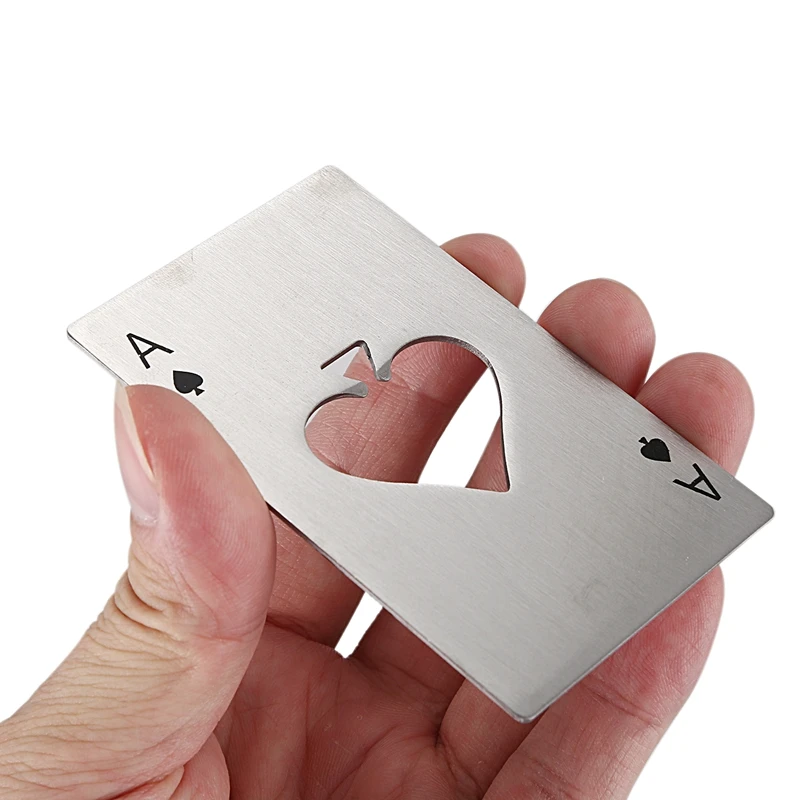 Playing Card Ace of Spades Poker Bar Tool Soda Stainless Steal Beer Bottle Cap Opener