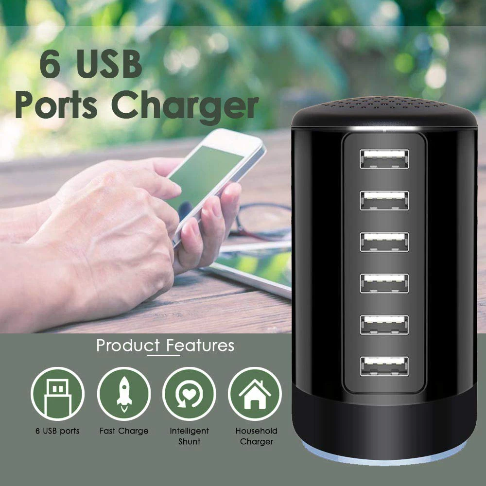 Usb зарядная станция 6А 30 Вт адаптер питания 6 портов USB настенное зарядное устройство QC 3,0 дорожный адаптер настольное быстрое зарядное устройство для планшетов iPhone