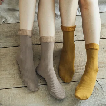 

Fashion Women's Socks 1 Pair 2019 Autumn Lace Solid Color Stripes Breathable Deodorant Brief Comfortable Socks Women Korea Style