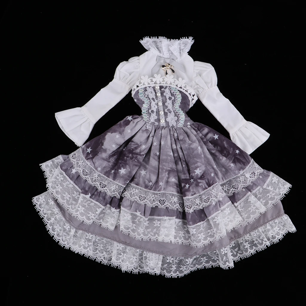 Fashion Doll Clothes, Princess Lace Skirt and White Shirt Outfit for 1/4 BJD Lolita Ball Jointed Doll Girl Clothing Set
