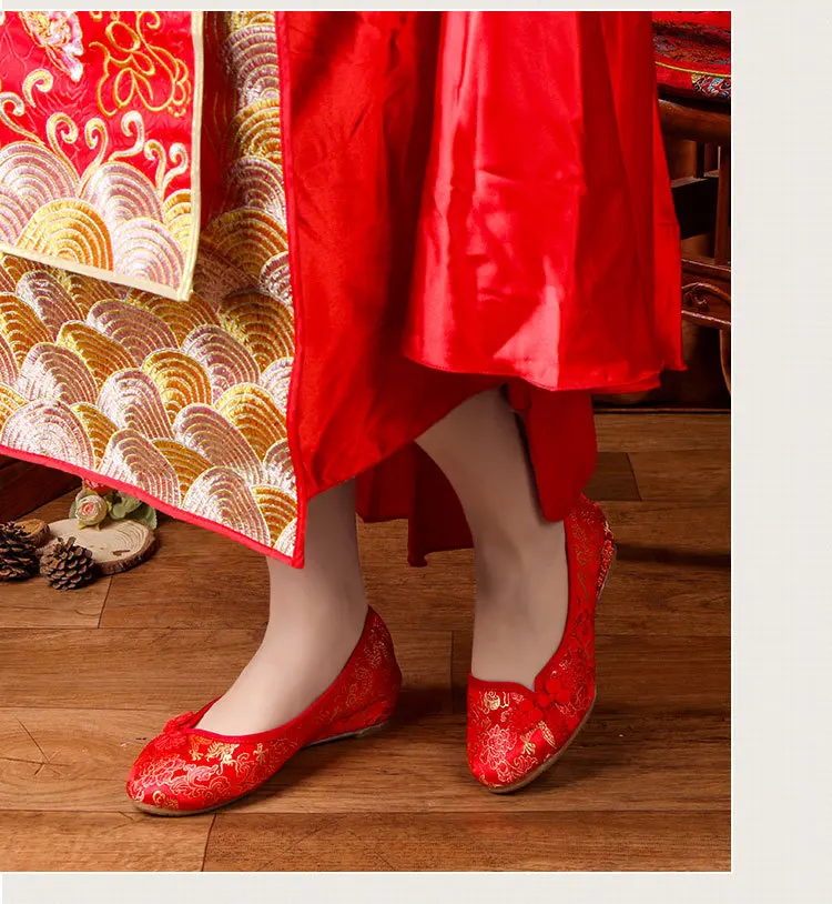 Veowalk/шелковые вышитые женские хлопковые балетки на плоской подошве; Китайский традиционный свадебный обувь для невесты; удобные женские Балетки без застежки