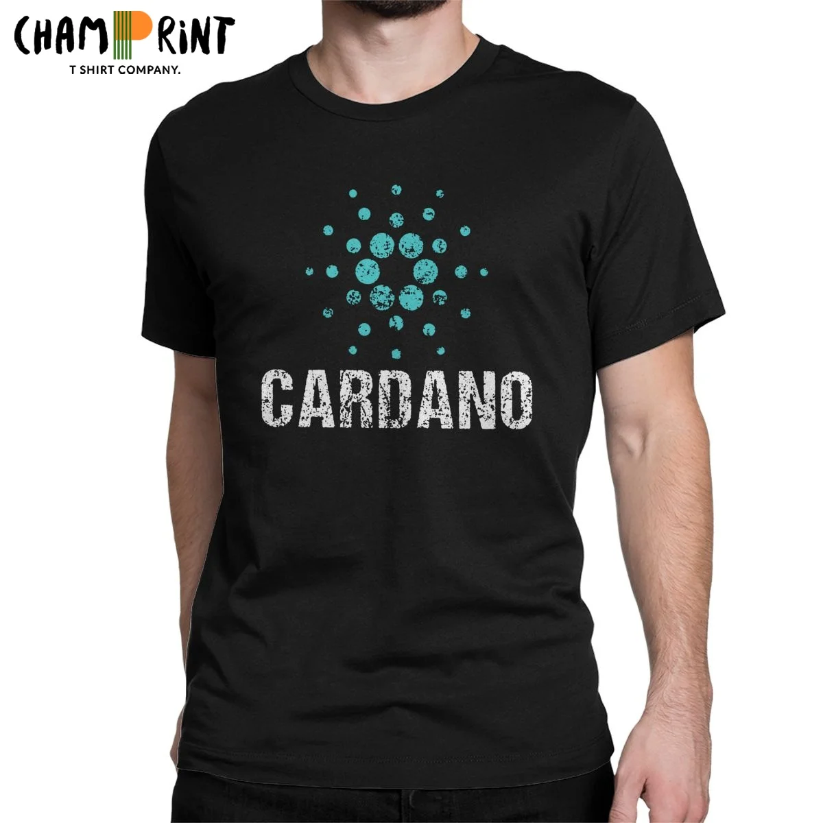 Cardano Ada логотип крипто в винтажном стиле футболки для мужчин 100% хлопок