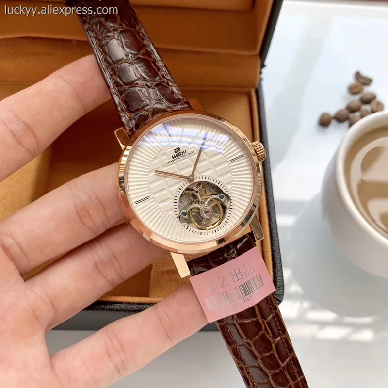 43 мм известный бренд полые Tourbillon автоматические механические мужские часы из