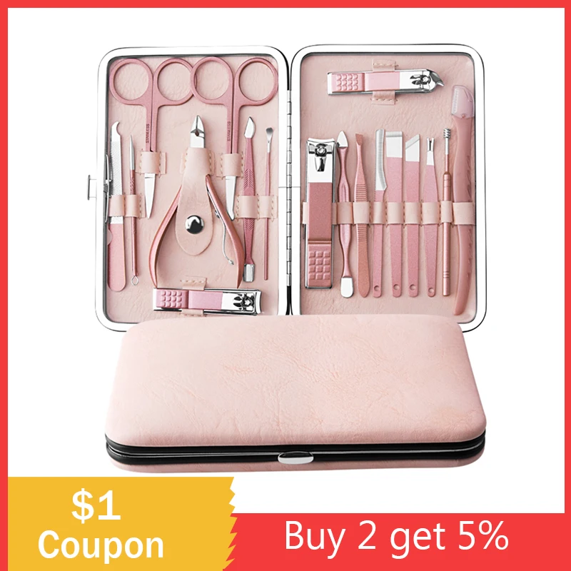 

Pro Pedicure Manicure Tool Kit Nail Clippers Set Acne Needle Nail File Trimmer Eyebrow Scissors Tool For Salon Nail Care