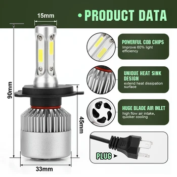 

72W Car Headlight 9V-36V 6500K LED Cool White Lamp Accessories Replacement High Low Beam