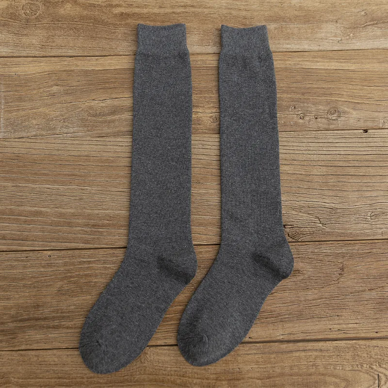 Высокие эластичные женские носки в стиле Харадзюку; уличные носки в консервативном стиле; однотонные дышащие носки из смешанного хлопка с сутуляцией для кроссовок; европейские размеры 33-44 - Цвет: Dark Grey