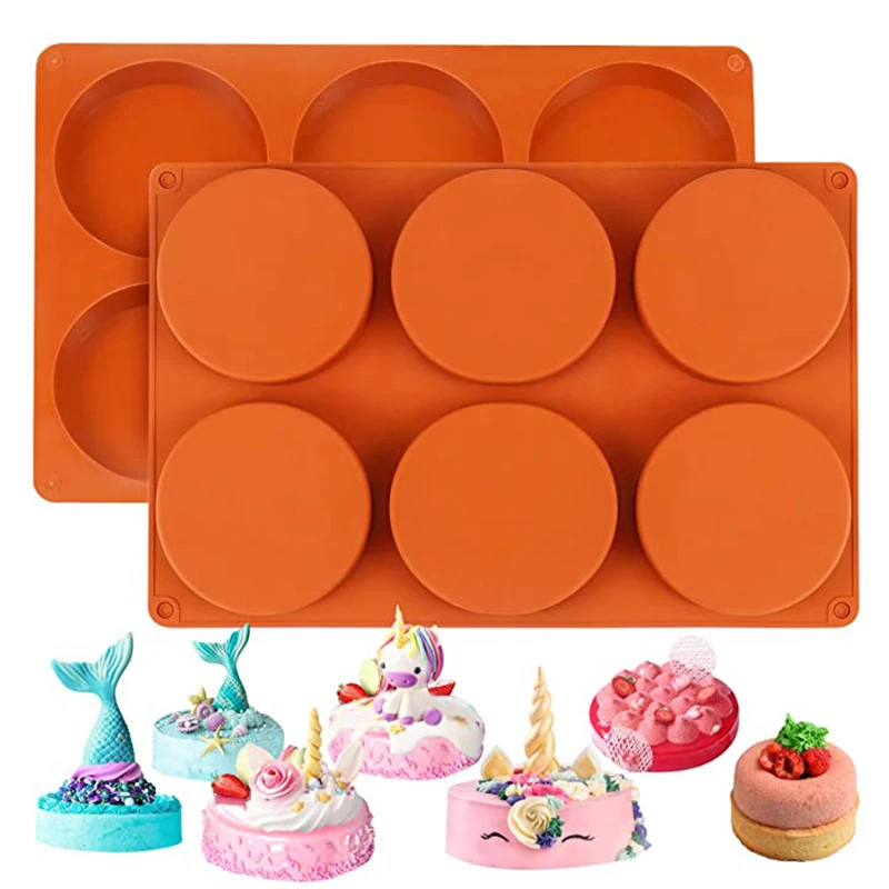 6 Cavity Round Disc Baking Silicone Mold Circle Epoxy Resin Soap Tray Chocolate Cake Pie Custard Tart Muffin Eggs Bakeware | Дом и сад