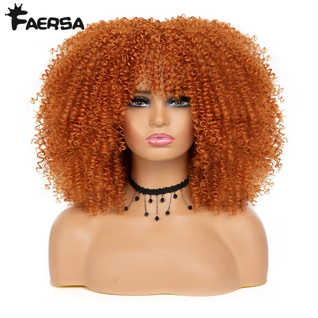 Short Hair Afro Kinky Curly Wig For Black Women Cosplay Blonde Synthetic Natural Red Wigs African Ombre Glueless HighTemperature 2735