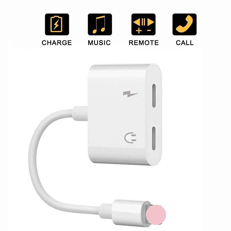 

Double Connector Mobile Phone Charger Adapters for Dual Lightning Jack Aux Audio Charging Adapter for Adaptador iPhone 7 Plus