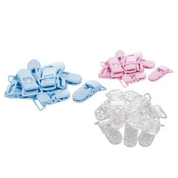 

30Pcs Baby Kids T-Shape Plastic Pacifier Clips Soother Dummy Style Badge Holder Pink & Transparent & Light Blue