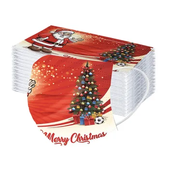 

10/50PC Adult Disposable Christmas Masks Non-woven 3 layer Dustproof Protective Cartoon Printing Mask Mascarilla Mascarillas