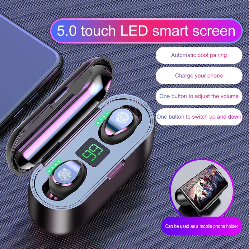 Bluetooth Earphones TWS 5 0 Wireless with Headphones Charge Box Sports Headset EarBuds with Dual Microphone For iPhone Android