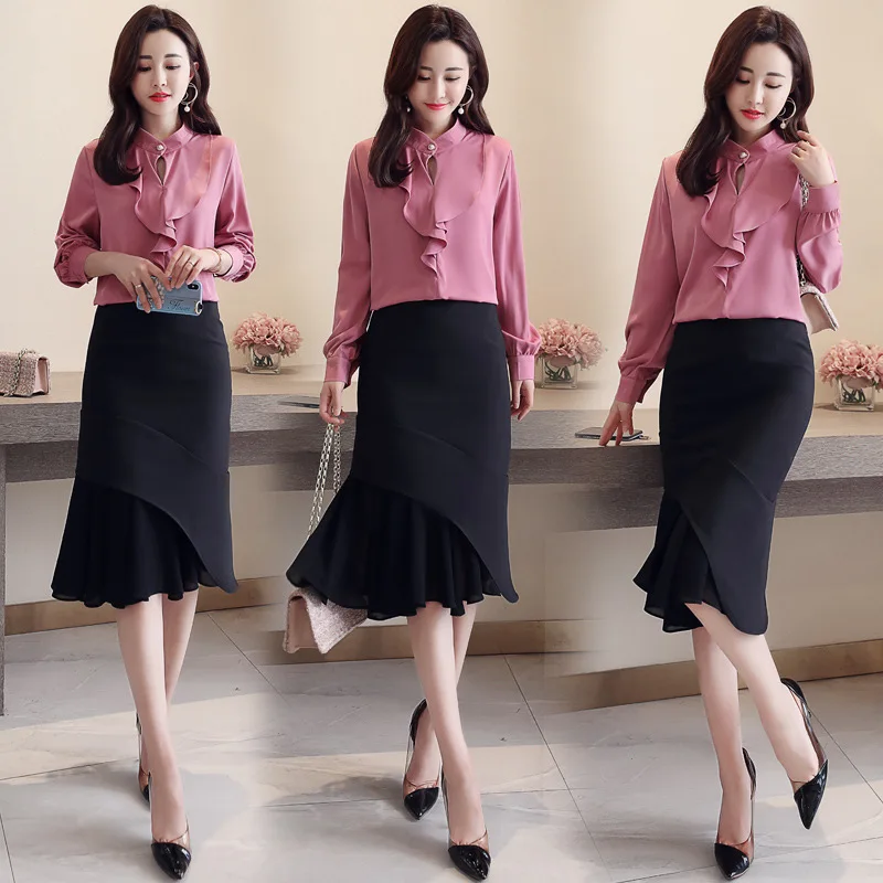 

Slim Fit Versatile Elegant Casual Suit Skirt 2019 Autumn Trend Simple Cool Slimming Sleeve
