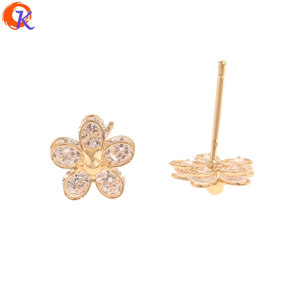 

Cordial Design 20Pcs 8*9MM Fashion Jewelry/CZ Stud Earrings/Flower Shape/Silver Pin/Genuine Gold Plating/Earrings For Women