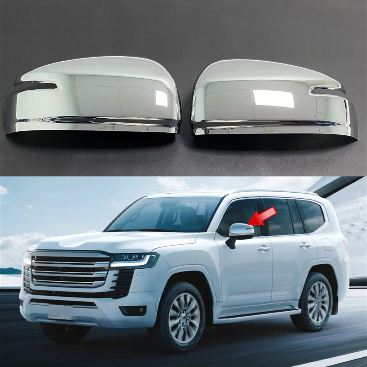 Side Door Rearview Mirror Cover Cap For Toyota Land Cruiser 300 Series