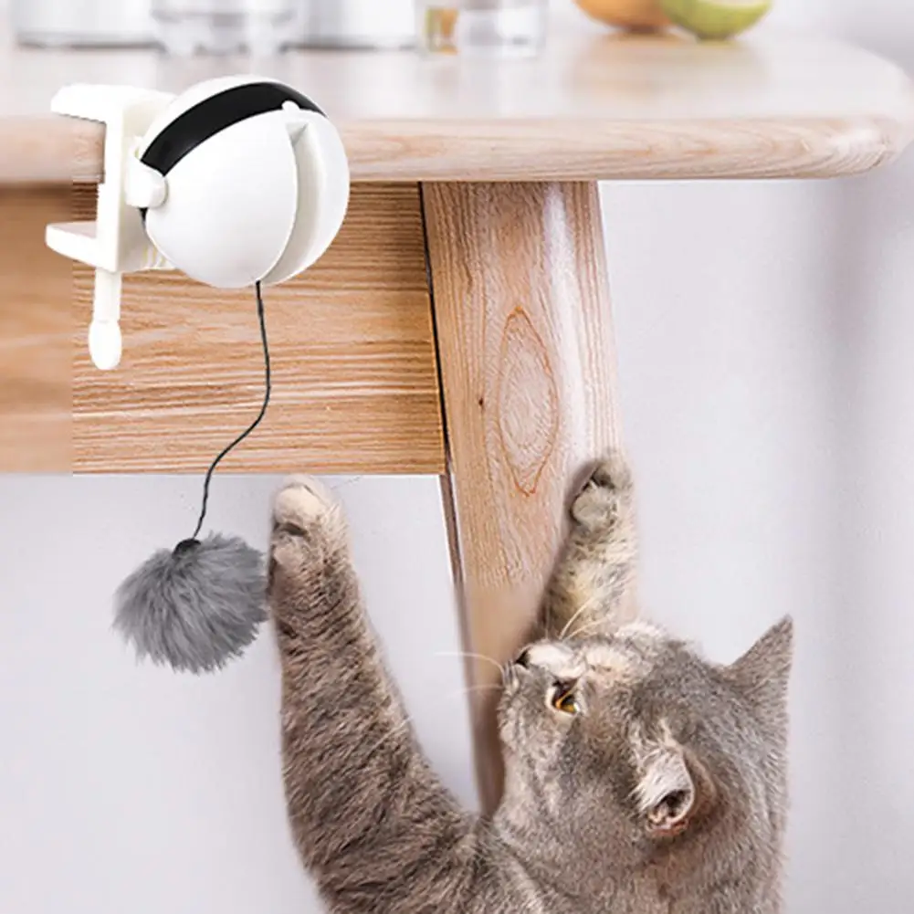 Electronic Motion Cat Toy Cat Teaser Toy Yo-Yo Lifting Ball Electric Flutter Rotating Interactive Puzzle Smart Pet Cat Ball Toy