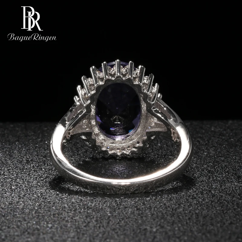 Bague Ringen, овальная форма, серебро 925, ювелирное изделие, большое кольцо с камнями для женщин, сапфир подсолнуха, новинка, горячая распродажа, женский подарок