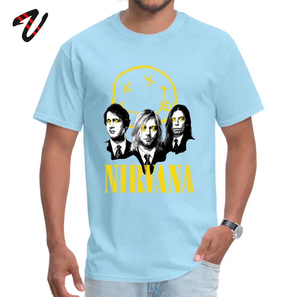 Скидка Nevermind Nirvana повседневные футболки с короткими рукавами Осень Зима хлопковая футболка для Мужская футболка подарок на день рождения - Цвет: Light Blue