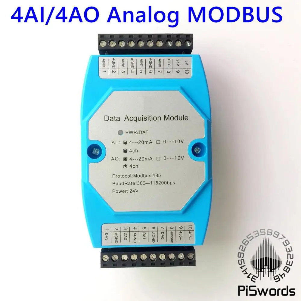 Analog Input and Output Module 4 Channels 12 bit AD/DA Isolated 4AI ...