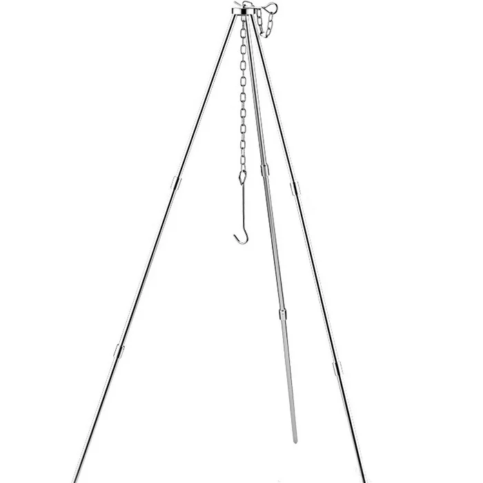 

Hanging Stew Pot Small Aluminium Alloy Tripod Bonfire Picnic Hanging Pot Holder Three-section about 80cm High