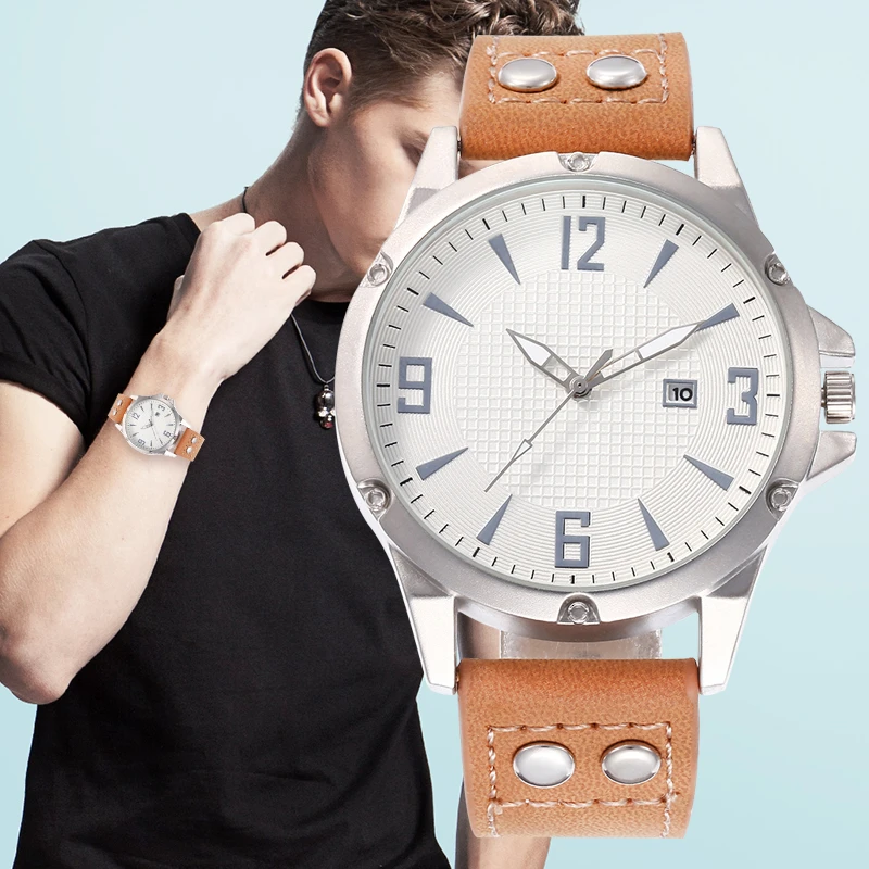 Модные мужские кожаные кварцевые часы мужские деловые часы Лидирующий бренд Роскошные наручные часы Masculino Reloj Hombre