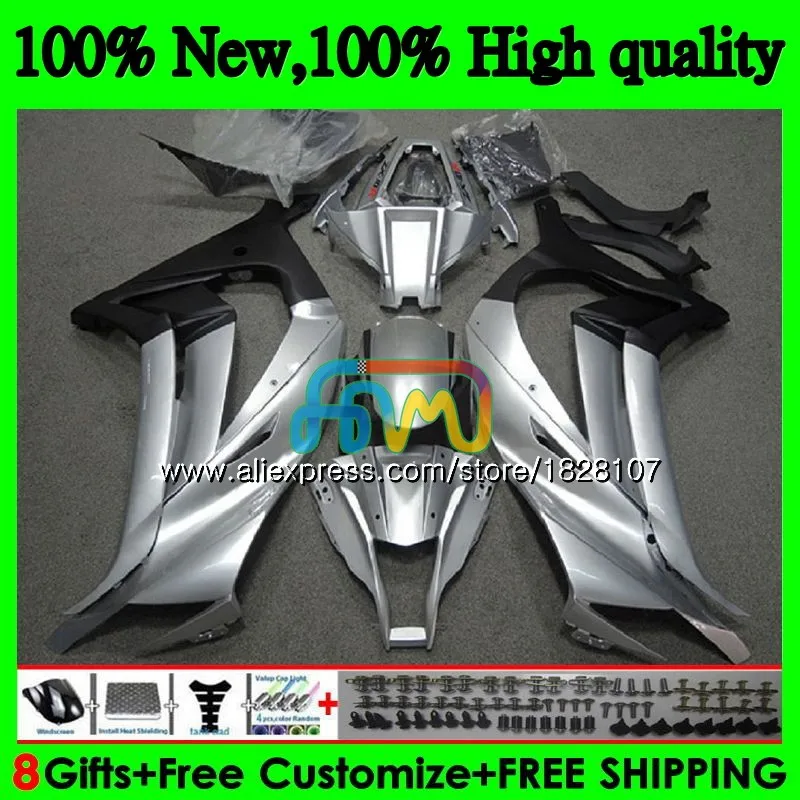 Инъекции для KAWASAKI ZX-10R 1000CC ZX1000 ZX 10 сотрудников отдела исследований 26BS. 21 ZX 10R 1000 ZX10R 16, 17, 18, Блестящая серебряная OEM обтекатели