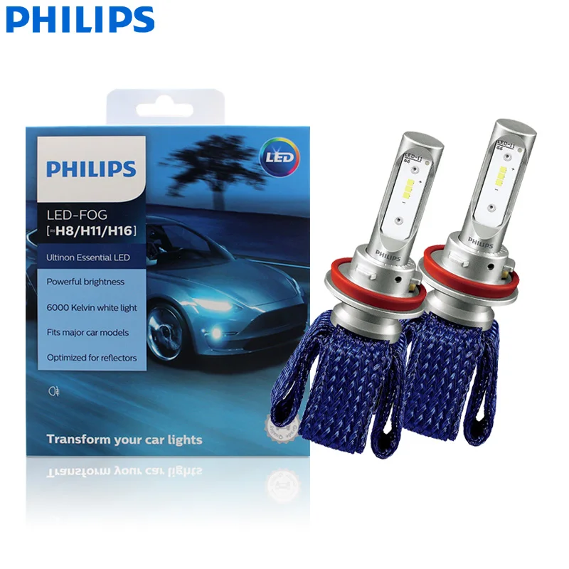 Philips Ultinon Essential светодиодный противотуманный фонарь H8 H11 H16 12V 11366UEX2 6000K