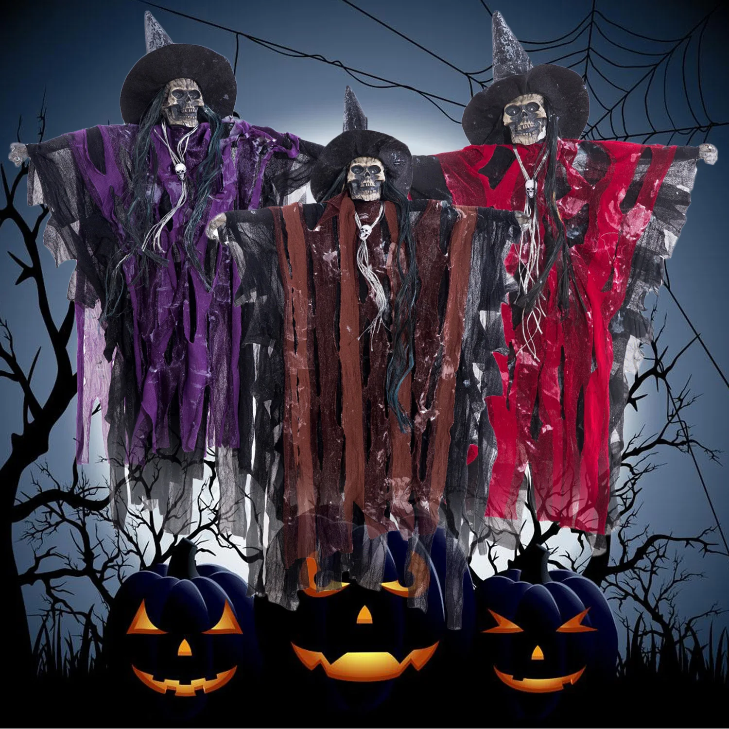 Besegad голос Управление жуткий, пугающий жуткий висит подвеска в форме скелета приведения украшения ведьмы реквизит для Хэллоуин, привидения