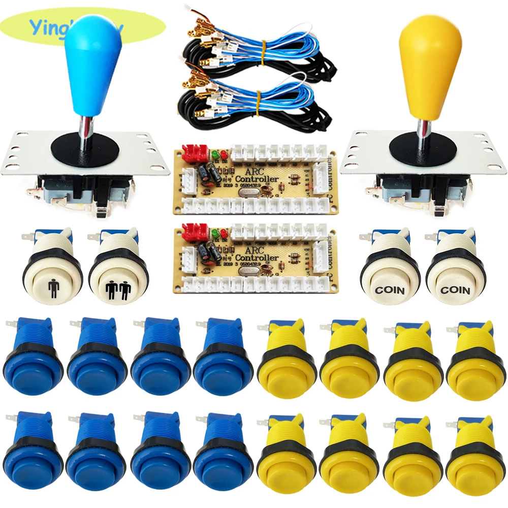 2 player arcade joystick kit zero delay mando usb encoder happ type button to PC Raspberry PI 